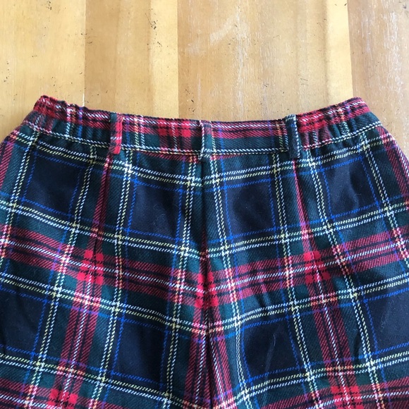 Vintage Plaid Wool High Waisted Long Shorts Red Green Tartan Christmas Large EUC - Picture 9 of 16